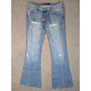 Revolt Womens Jeans Boot Cut Denim Blue Med Distressed Mid Rise Juniors 15L